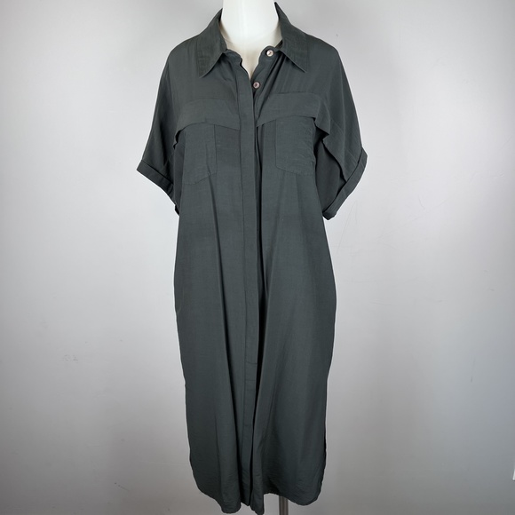 Flawless Dresses & Skirts - Flawless, Midi Charcoal Button Down Black Dress, Small